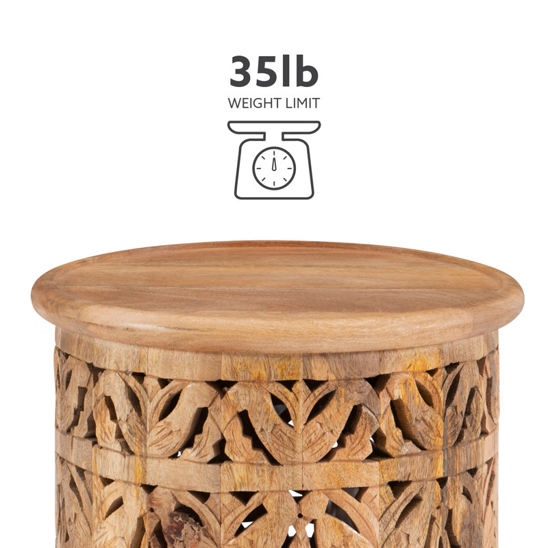 Mistana™ Eakin Solid Wood Tray Top Drum End Table & Reviews Wayfair